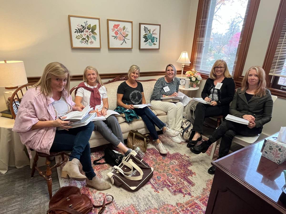 Women in a small group Bible study